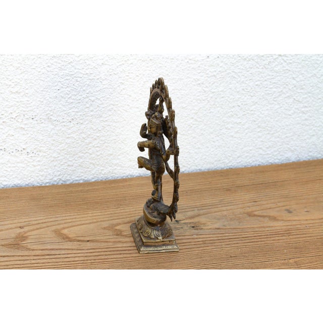 Indian Burnished Golden Brass Shiva Nataraja For Sale - Image 3 of 8