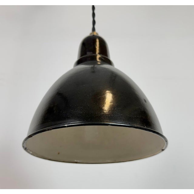1950s Small Industrial Black Enamel Pendant Lamp, 1950s For Sale - Image 5 of 14