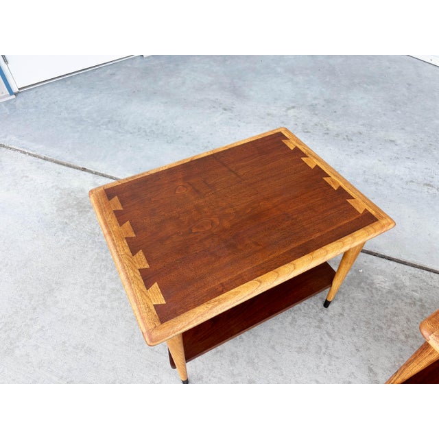 1960s Pair of Mid Century Walnut & Oak Side Tables For Sale In Los Angeles - Image 6 of 9