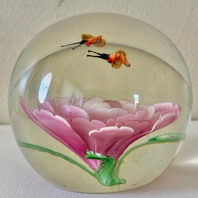 Vintage Pink Flower and Bee Paper Weight For Sale - Image 10 of 10