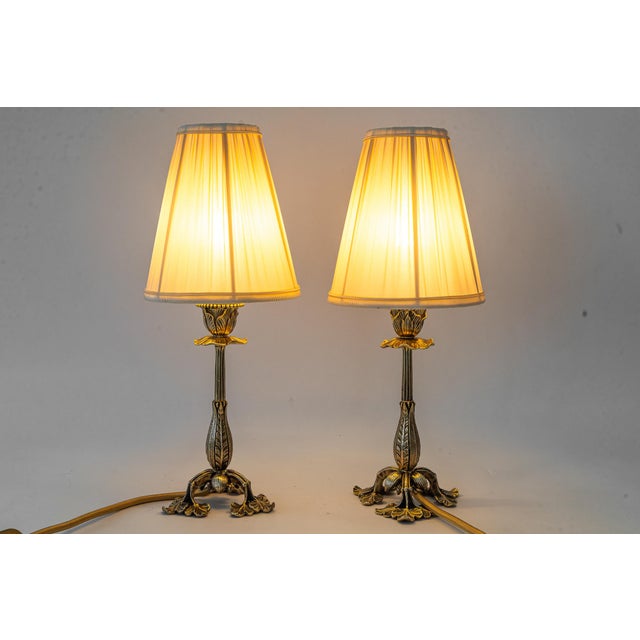 Small Jugendstil Table Lamps with Fabric Shades, Vienna, Austria, 1908, Set of 2 For Sale - Image 9 of 17