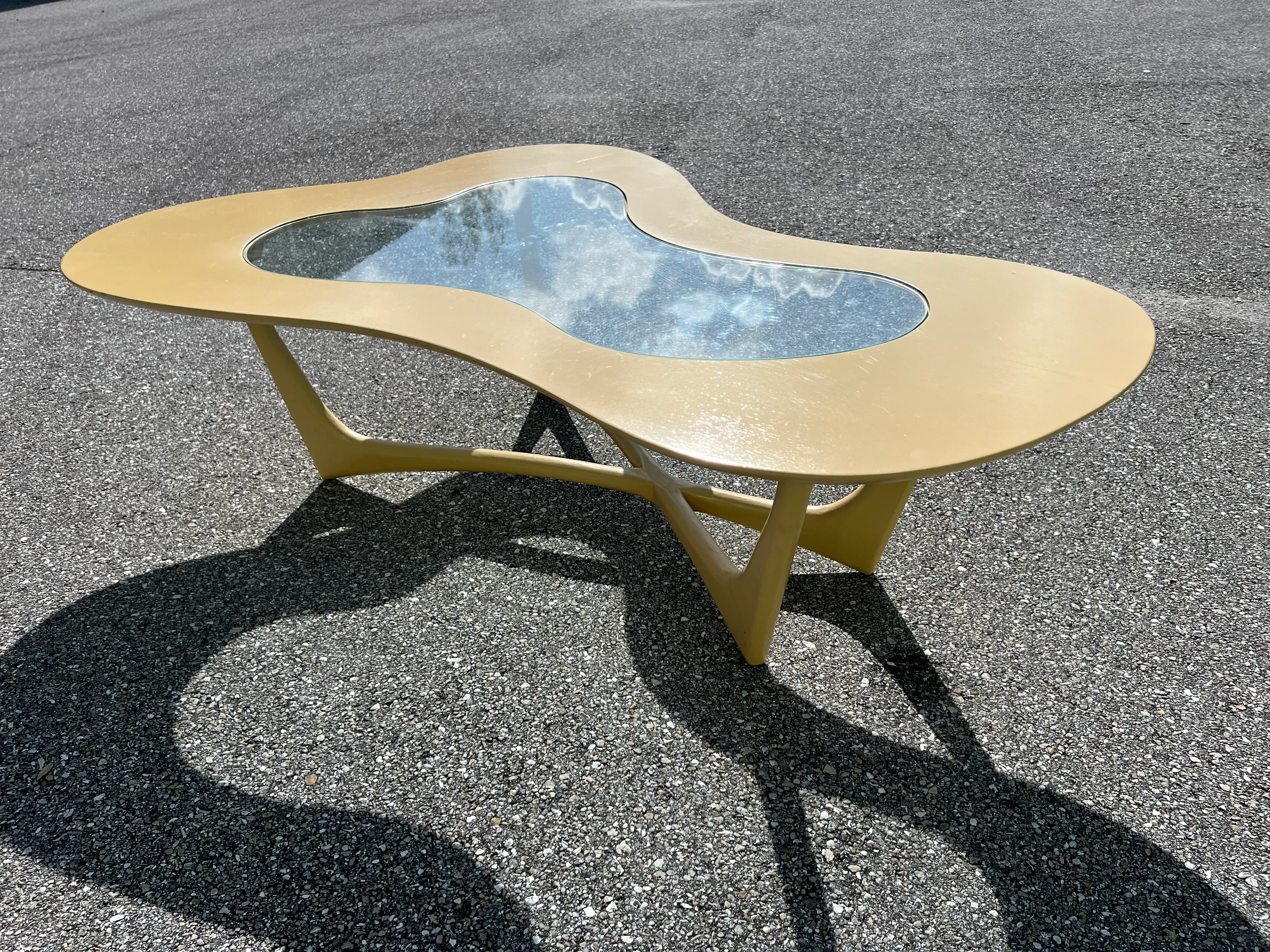 1960s Mid Century Walnut Biomorphic Coffee Table Style of Erno