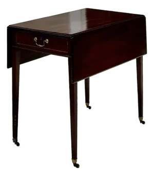 Antique Pembroke Drop Leaf Table, George III Mahogany, Boxwood Inlay, England Circa 1800