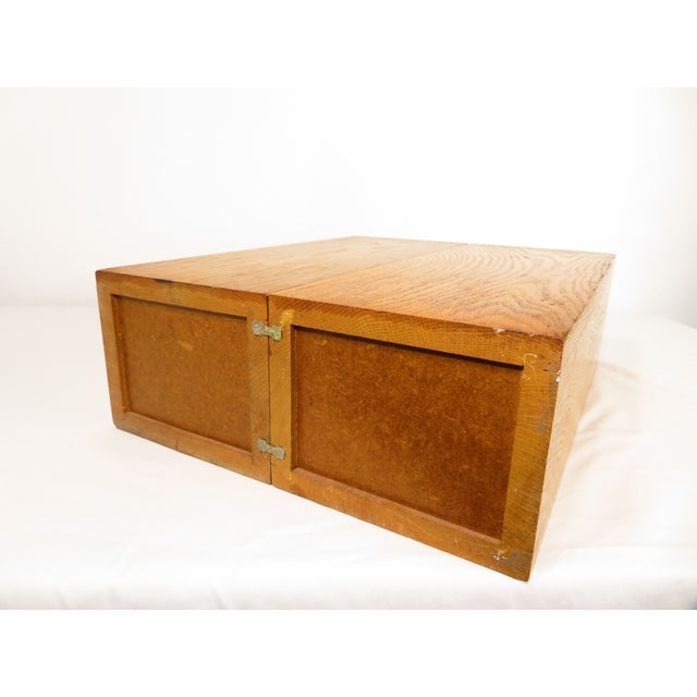 Industrial Oak Wood 2 Drawer Card Catalog Index File Cabinet Library Recipe Storage For Sale - Image 11 of 13