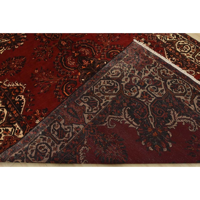 Baloch Rug 7’5” X 11’3” Red Wool Vintage Traditional Hand-Knotted Carpet For Sale - Image 13 of 14