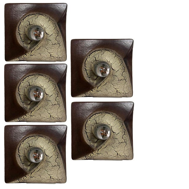 German Brown Square Ceramic Wall Light by Hustadt Keramik, 1970 For Sale - Image 15 of 18