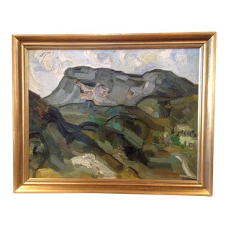 Mid Century Abstract French Landscape Painting For Sale