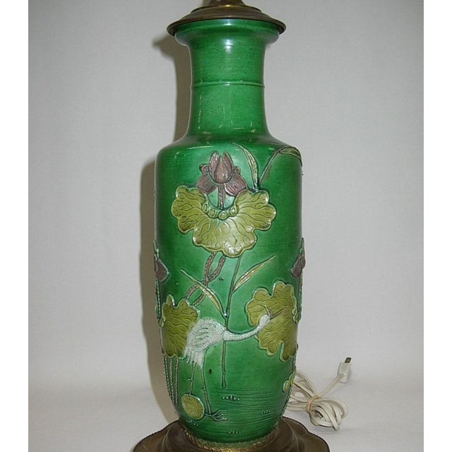 19th Century Chinese Susancai Glazed 'LotusPond' Rouleau Vase Mounted