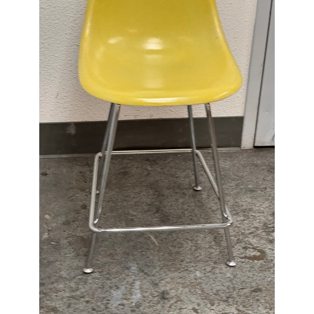 Eames Fiberglass Yellow Shell Counter Stool, Vintage For Sale - Image 12 of 12