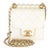 White Lambskin Quilted Chic Pearls Clutch On Chain For Sale