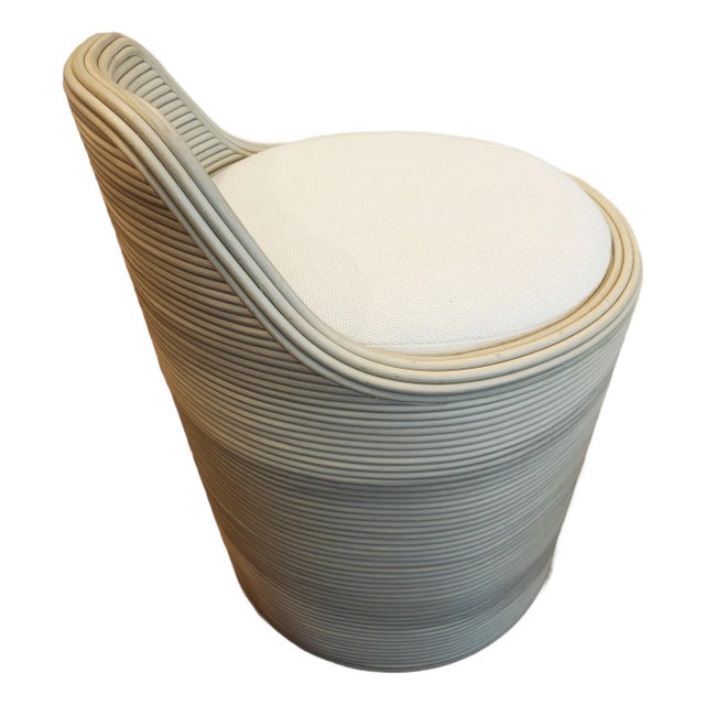 Palecek Indoor/Outdoor Enzo Swivel Stool Whitewash Pole Rattan For Sale
