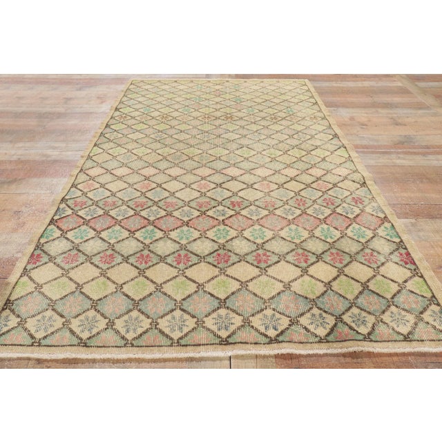 Tan Vintage Turkish Sivas Rug - 04'00 x 07'07 For Sale - Image 8 of 10