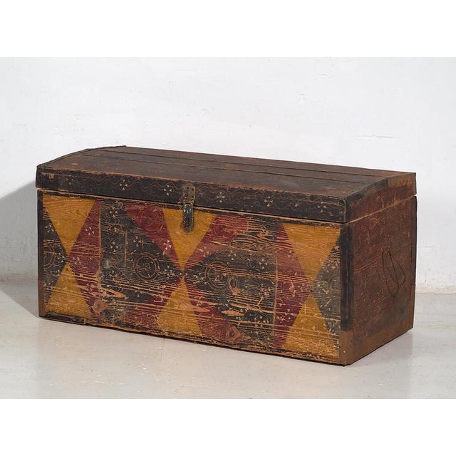 Hand Painted Antique Ethnic Trunk, 1890s For Sale - Image 16 of 18