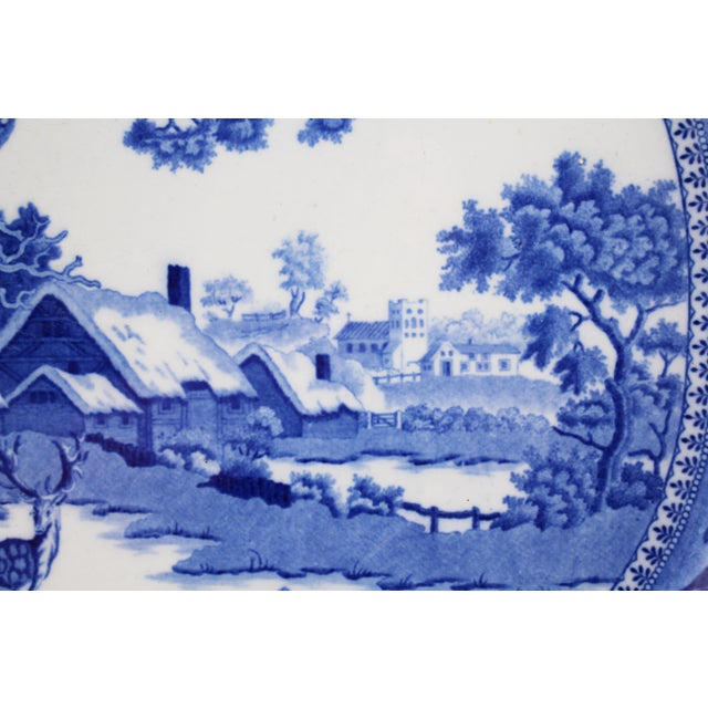 English Circa 1820-30 English "Fallow Deer" Pattern Pearlware Platter For Sale - Image 3 of 9