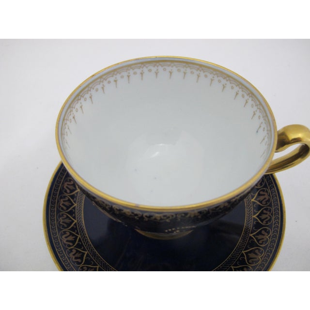 Ceramic Late 19th Century Victorian Carl Knoll Carlsbad Gilt Hand Painted Landscape Porcelain Coffee Cup & Saucer For Sale - Image 7 of 9