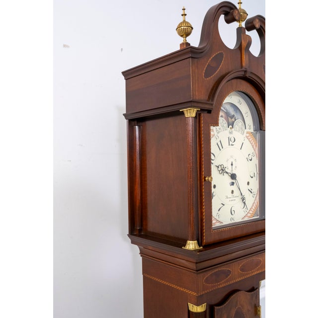 Sligh Thomas Harland Inlaid Mahogany Grandfather Clock For Sale - Image 9 of 18