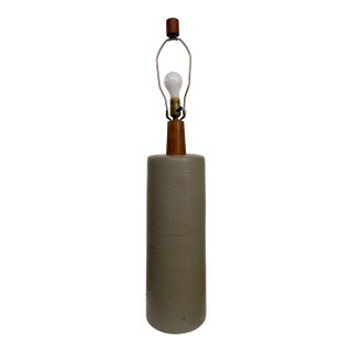Mid 20th Century Monumental Marshall Studios Martz Signed Ceramic Table Lamp With Original Walnut Finial For Sale