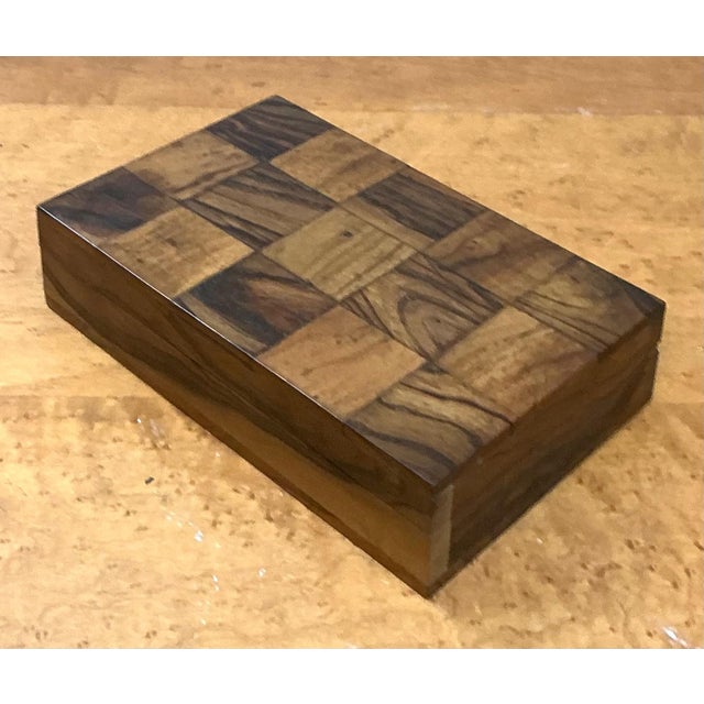 Mid 20th Century Vintage Checkered Wood Decorative Box For Sale - Image 5 of 18
