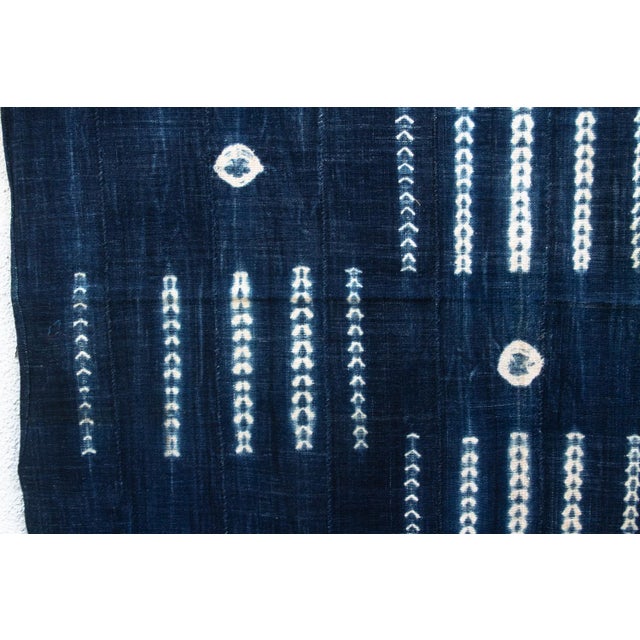 African Vintage African Moss "Arbinda Sky" Indigo Throw For Sale - Image 3 of 6