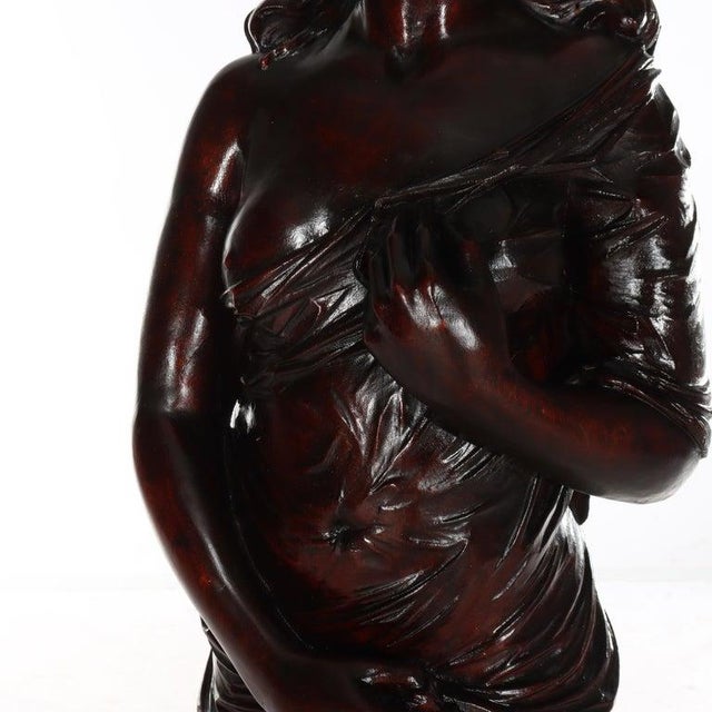 Traditional Antique Full Size Carved Mahogany Caryatid Figure of a Classical Woman C1880 For Sale - Image 3 of 13