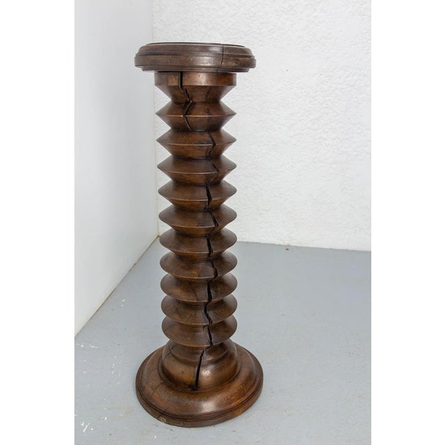 1940s Midcentury Modern French Turned Beech Pedestal, 1940 For Sale - Image 5 of 11