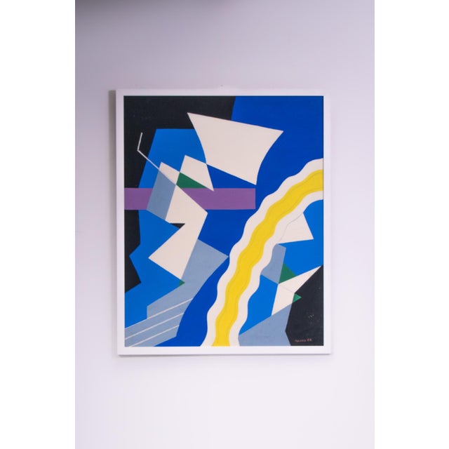 Jozef Mees, Abstract Composition, 1983, Oil Painting on Cardboard For Sale - Image 3 of 12