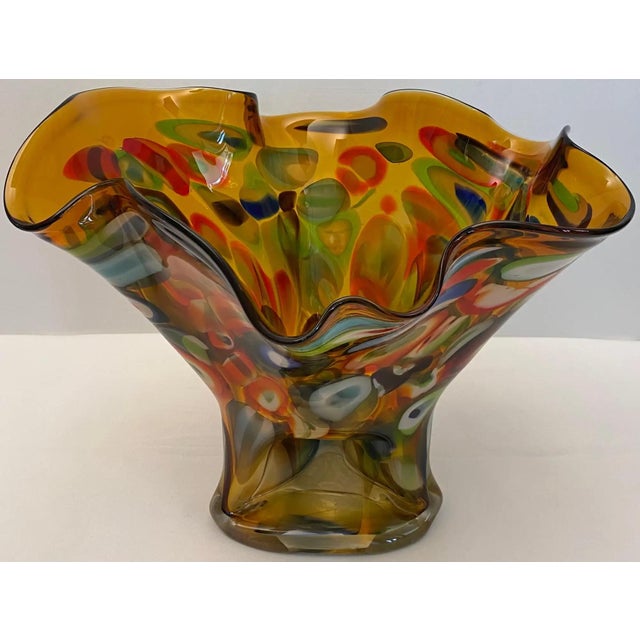 Modern Large Murano-Style Multi-Colored Art Glass Vase With Aventurine, 1960s For Sale - Image 3 of 7