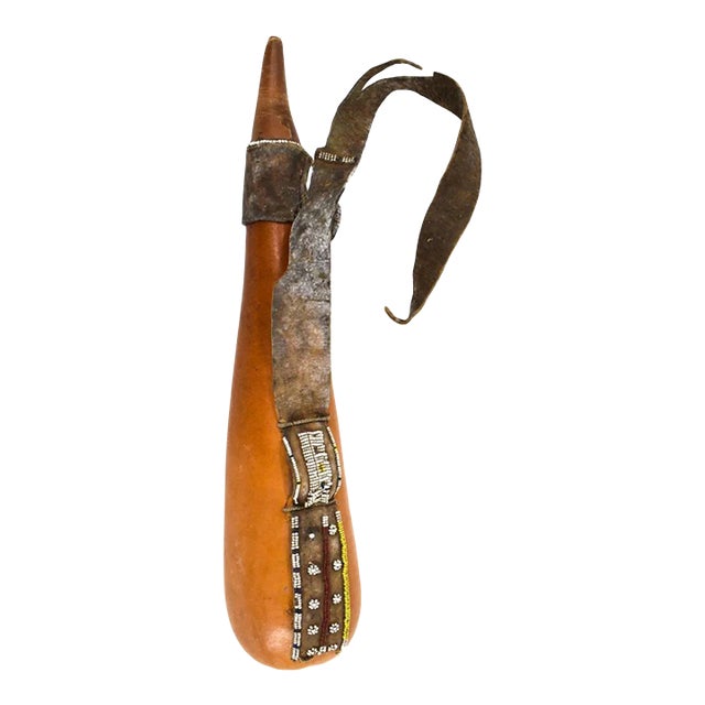 Early 20th Century Maasai Beaded Milk Gourd Container Kenya For Sale
