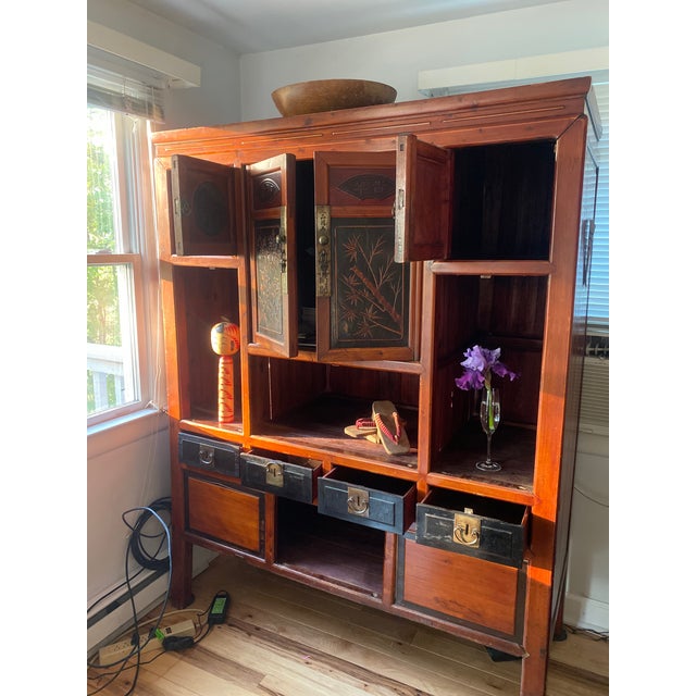 Vintage Asian Brown Storage Cabinet For Sale - Image 15 of 16