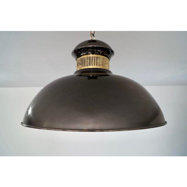 1970’s Hollywood Regency Black Chrome & Brass Ceiling Light Fixture For Sale - Image 4 of 11