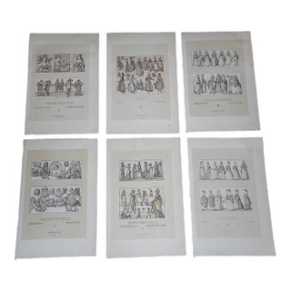 Antique 19th Century Lithographs-Women-Folio Size - Set of 6 For Sale