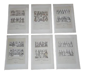 Antique 19th Century Lithographs-Women-Folio Size - Set of 6