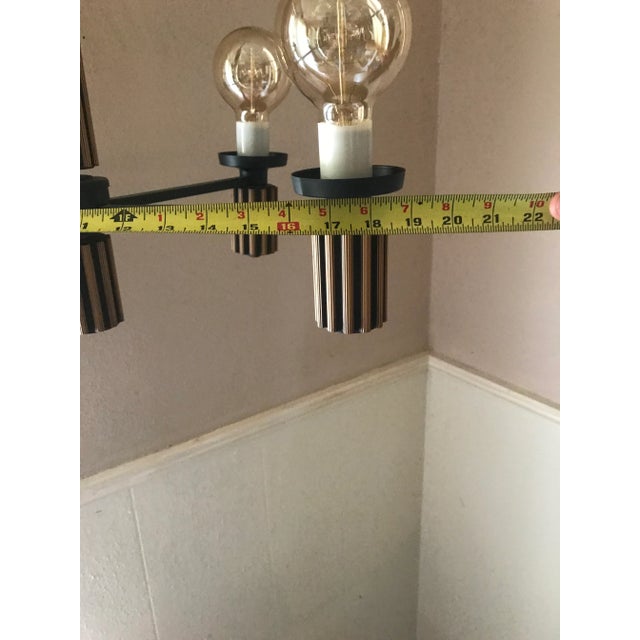 Brown Mid Century Modern Contemporary Chandelier With Five Amber Lights For Sale - Image 8 of 9