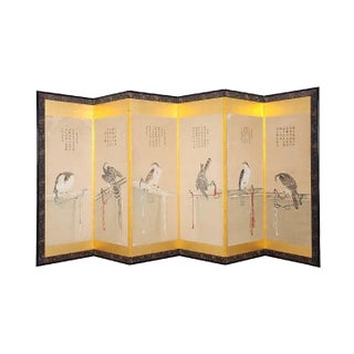 Falconry Screen, Japan Circa 1840 For Sale