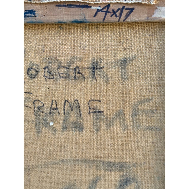 Textile Oil Painting : Vintage Robert Aaron Frame Oil Portrait Painting, 1960 For Sale - Image 7 of 8