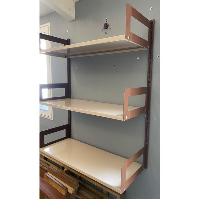 Vintage Modular Metal Wall Shelf in Brown and Beige from Éditions Rossignol, 1970s For Sale - Image 4 of 18
