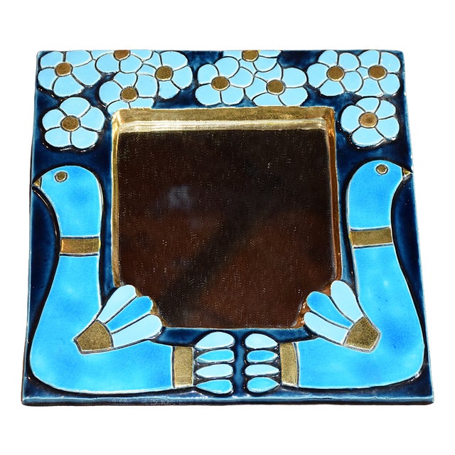 Mirror with Blue Bird by Mithé Espelt, 1970 For Sale