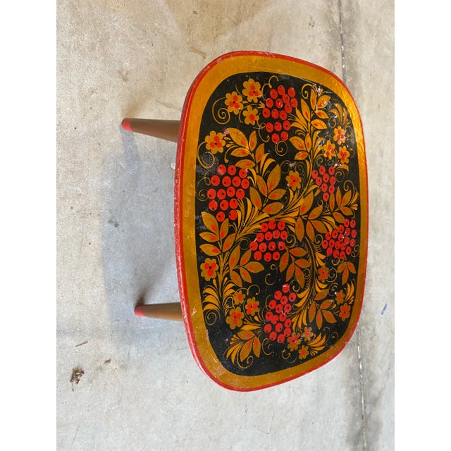 1950s Hand Painted Gilded Wooden Stool For Sale In Atlanta - Image 6 of 8