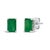 Immerse yourself in the timeless elegance of these stud earrings, each boasting a lustrous 6x4mm emerald-cut green...