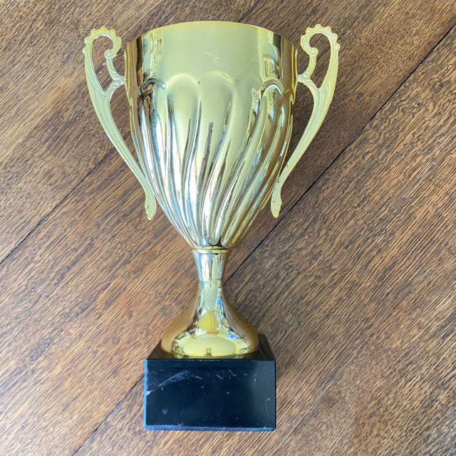 Vintage Brass Trophy Urn on Base For Sale - Image 11 of 11