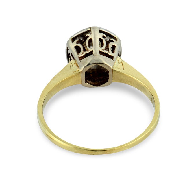 1910s Edwardian Old European Cut Diamond 14k Two Tone Gold Cluster Ring, Size 5.75 For Sale In Los Angeles - Image 6 of 6