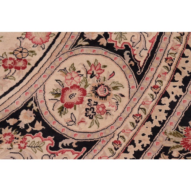 1990s Elegant Pak-Persian Black/Beige Wool Rug - 8'1'' X 10'2'' For Sale - Image 5 of 9