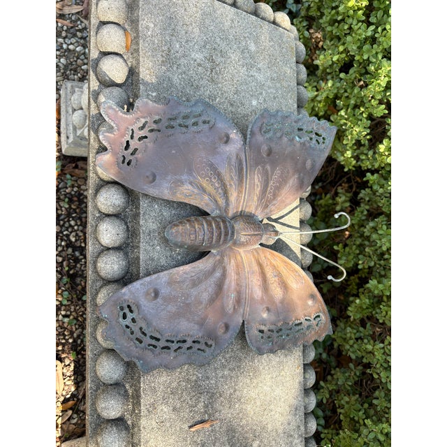 Copper Early 20th Century Italian Hollywood Regency Copper Butterfly Sculpture For Sale - Image 8 of 10