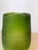 Contemporary Handblown Green Ombre Frosted & Crackle Glass Vase For Sale - Image 3 of 8