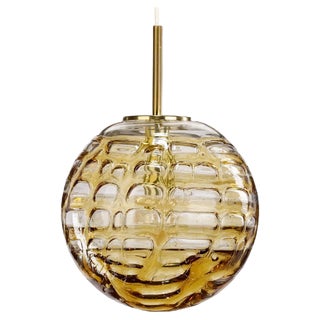 Mid-Century Hanginglamp in Amber Glass from Doria Leuchten, 1970s For Sale