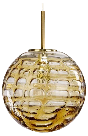 Mid-Century Hanginglamp in Amber Glass from Doria Leuchten, 1970s
