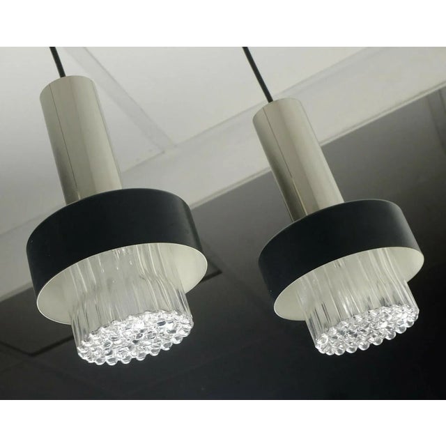 Mid-Century Modern Black Bubble Glass Chrome Metal Pendant Lamp, 1960s For Sale - Image 5 of 11