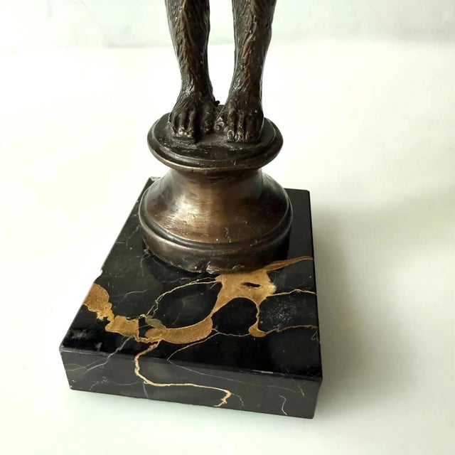 Metal Antique Bronze Monkey With Basket For Sale - Image 7 of 10
