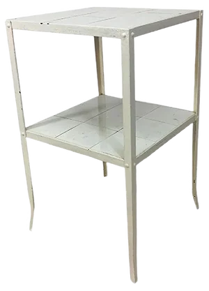 Vintage Industrial French Steel & Ceramic Tile Console Table, 1950s