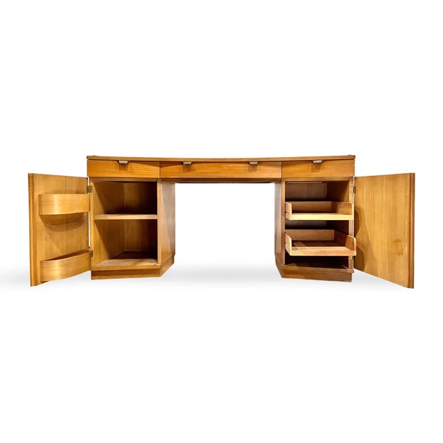 Wood Edward Wormley for Drexel Precedent Vanity Desk & Stool c. 1950s - Set of 2 For Sale - Image 7 of 9